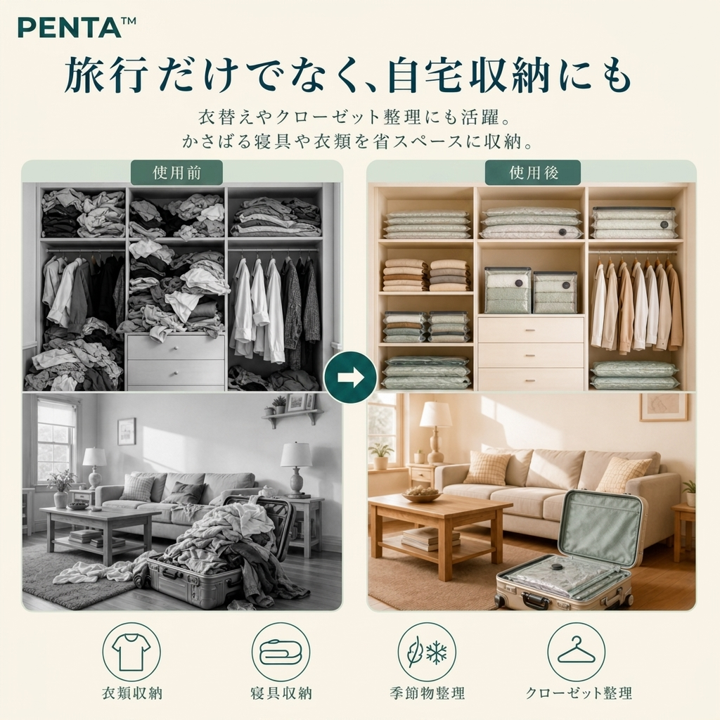 PENTA™ 旅行用真空圧縮バッグセット
