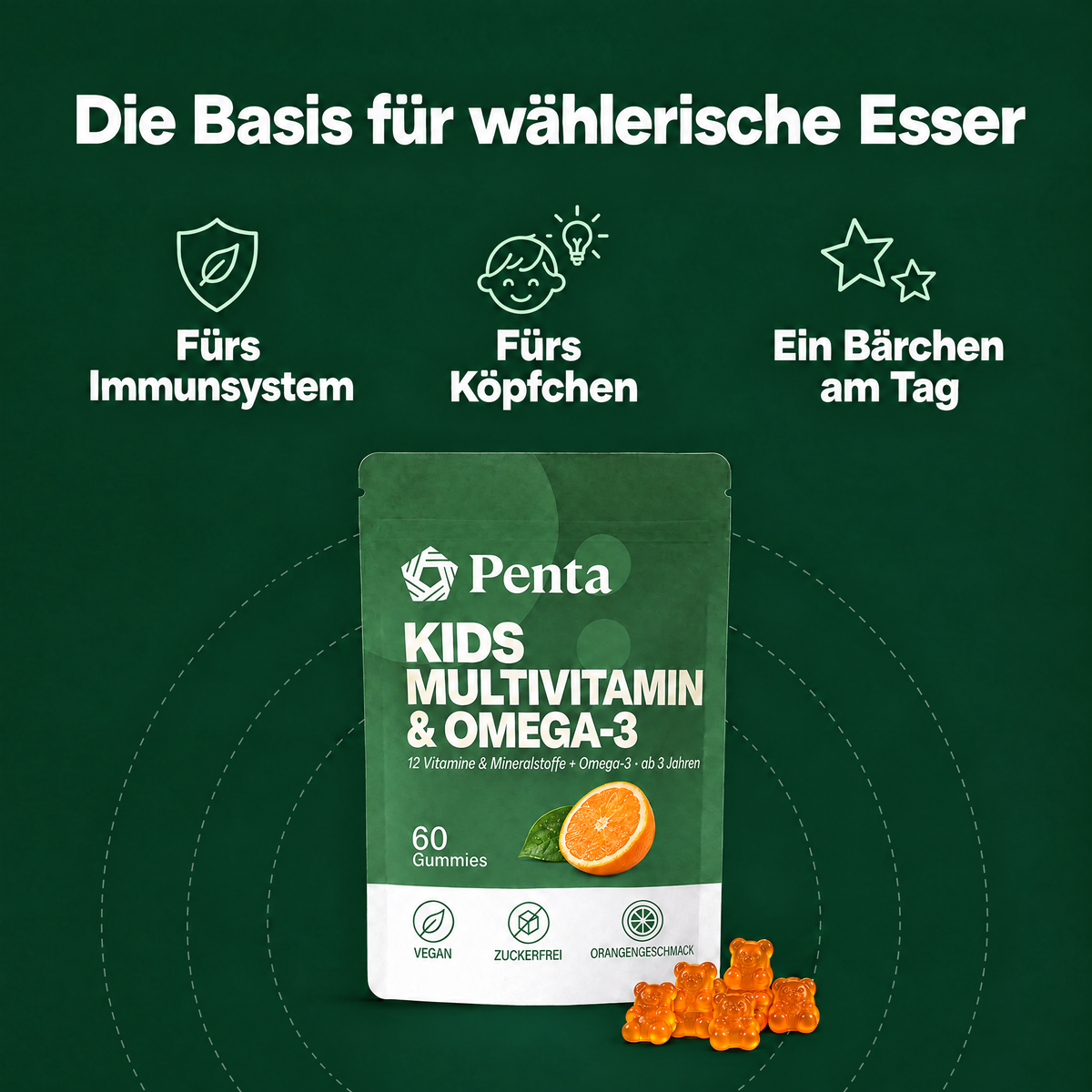 Die Basis für wählerische Esser: fürs Immunsystem, fürs Köpfchen, ein Bärchen am Tag