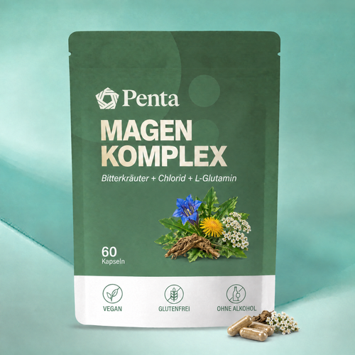 PENTA Magen-Komplex Kapseln Beutel mit 60 veganen Kapseln, Enzianwurzel und Schafgarbe